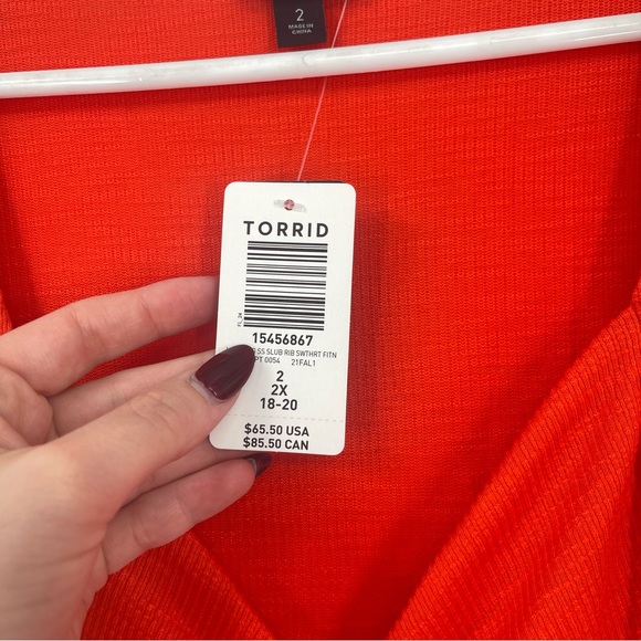 Torrid Sweetheart Fit & Flare Ribbed Midi Dress in Red Orange Plus-size - Picture 6 of 6